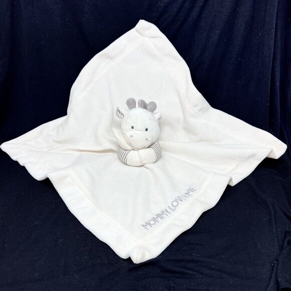 Carters Giraffe Cow Mommy Loves Me Plush Lovey Toy White Gray Security Blanket - Picture 1 of 10